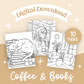 Coffee & Books Printable Coloring Pages (10 pack)