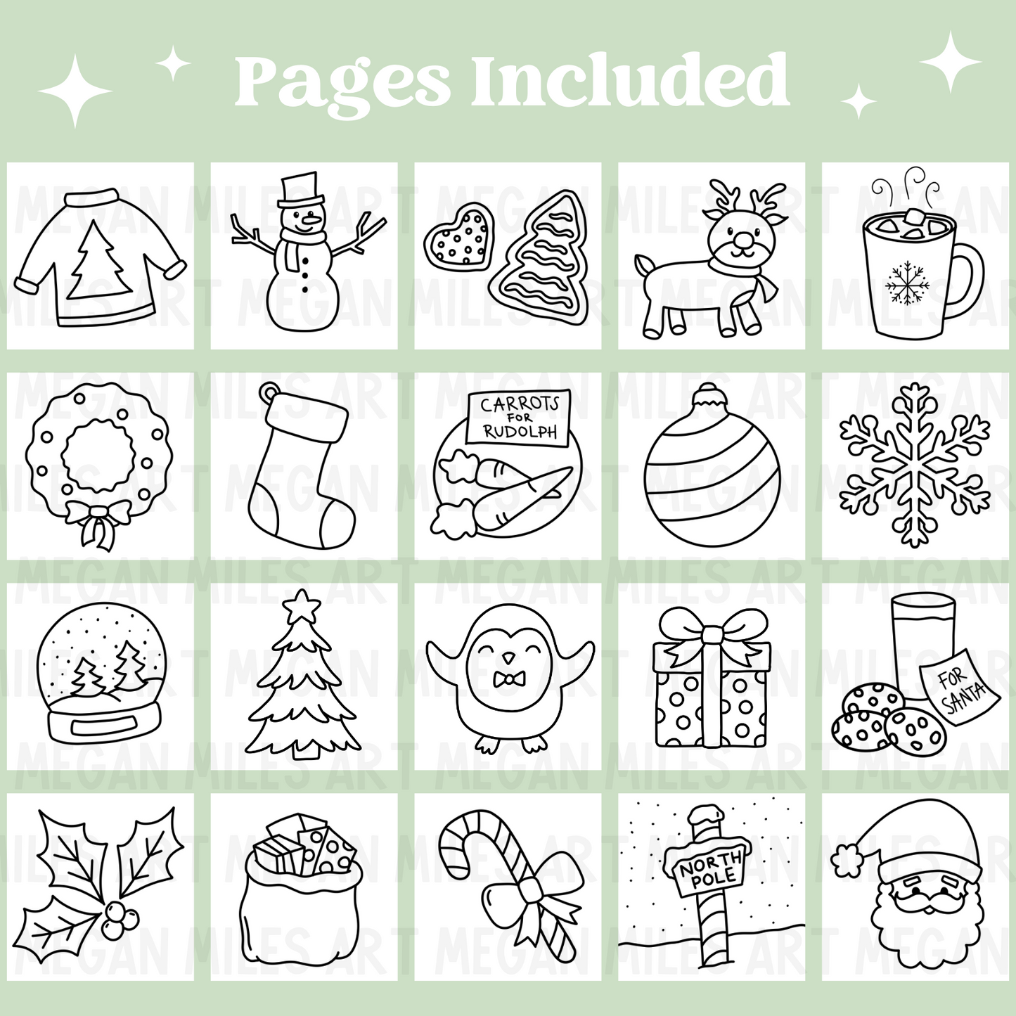 Simple Christmas Printable Coloring Pages (20 pack)