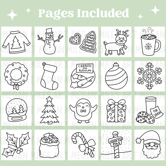 Simple Christmas Printable Coloring Pages (20 pack)