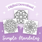 Simple Mandala Printable Coloring Pages